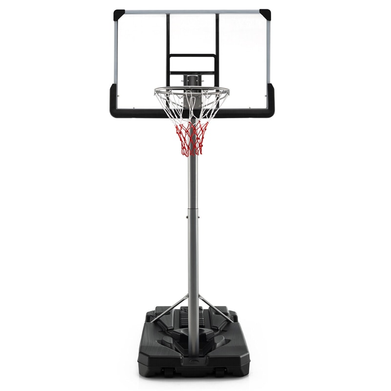 Portable Outdoor Basketball Hoop 64''-79'' Adjustable Poolside Basketball Goal System with 44" Backboard Wheeled Fillable Base