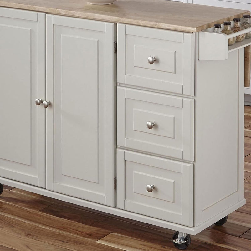 Homestyles Dolly Madison Mobile Kitchen Island Cart, Drop Leaf Breakfast Bar
