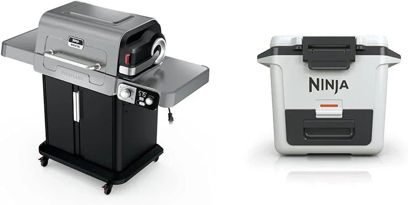 Ninja FlexFlame, Grill and Smoker, Electric and Propane Grill, Roaster, BBQ Grill, 5-in-1 Cooking System, 3 Burner, Digital Control, Outdoor Cooking, Griddle, Pizza Maker, Stainless Steel, PG301