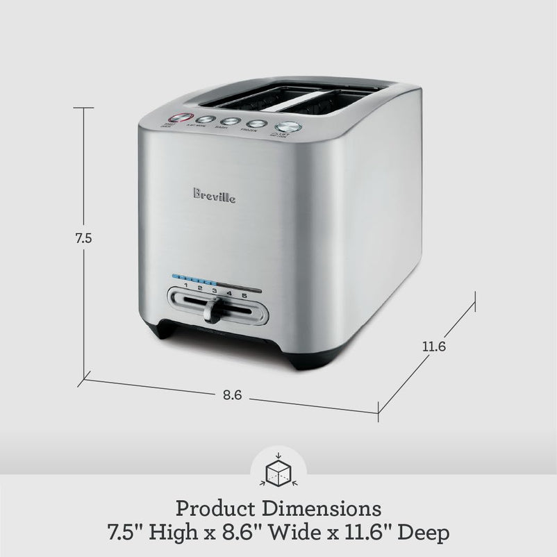 Breville Die-Cast Smart Toaster, 2-Slice, Brushed Stainless Steel