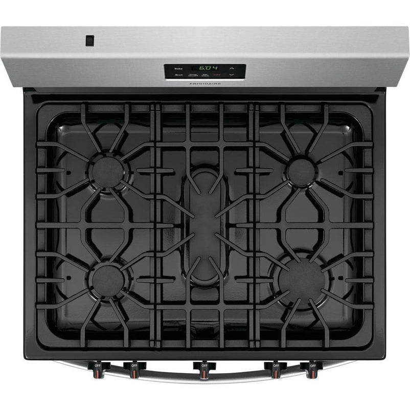 Frigidaire 30 in. 5 Burner Freestanding Gas Range in Stainless Steel FCRG3052AS
