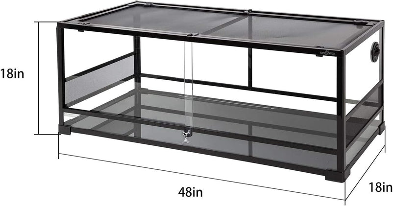 REPTI ZOO 67 Gallon Reptile Terrarium, Sliding Glass Doors, 48"x18"x18"