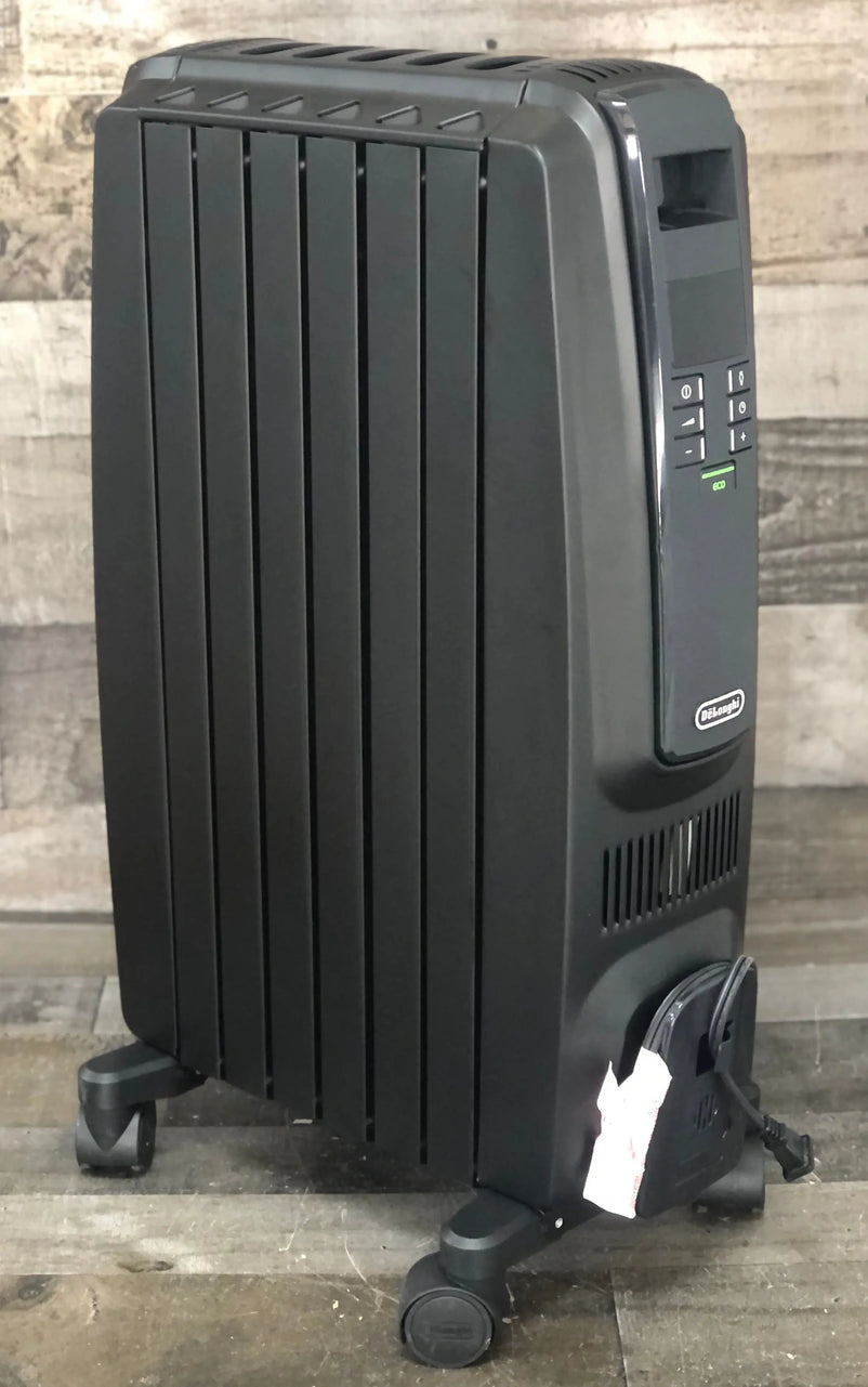 De'Longhi Oil Filled Radiator Space Heater, Quiet 1500W, Adjustable Thermostat, 3 Heat Settings, Timer, Energy Saving, Safety Features, White, Dragon TRD40615EBKCA, Black