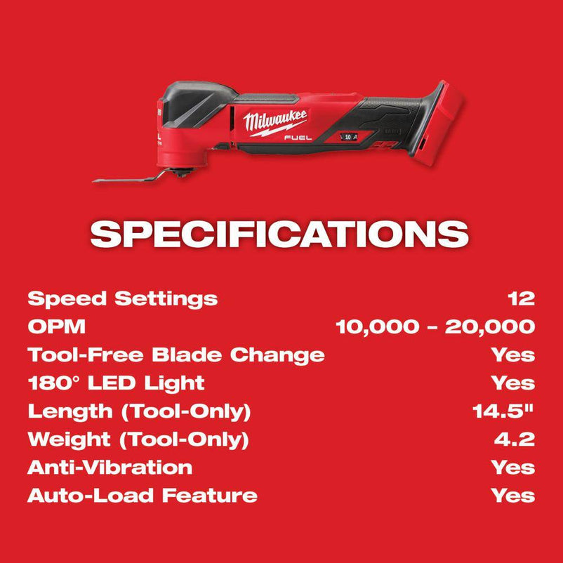 2836-21 M18 FUEL 18V Lithium-Ion Cordless Brushless Oscillating Multi-Tool Kit with one 5.0 Ah Battery, Charger and Tool Bag