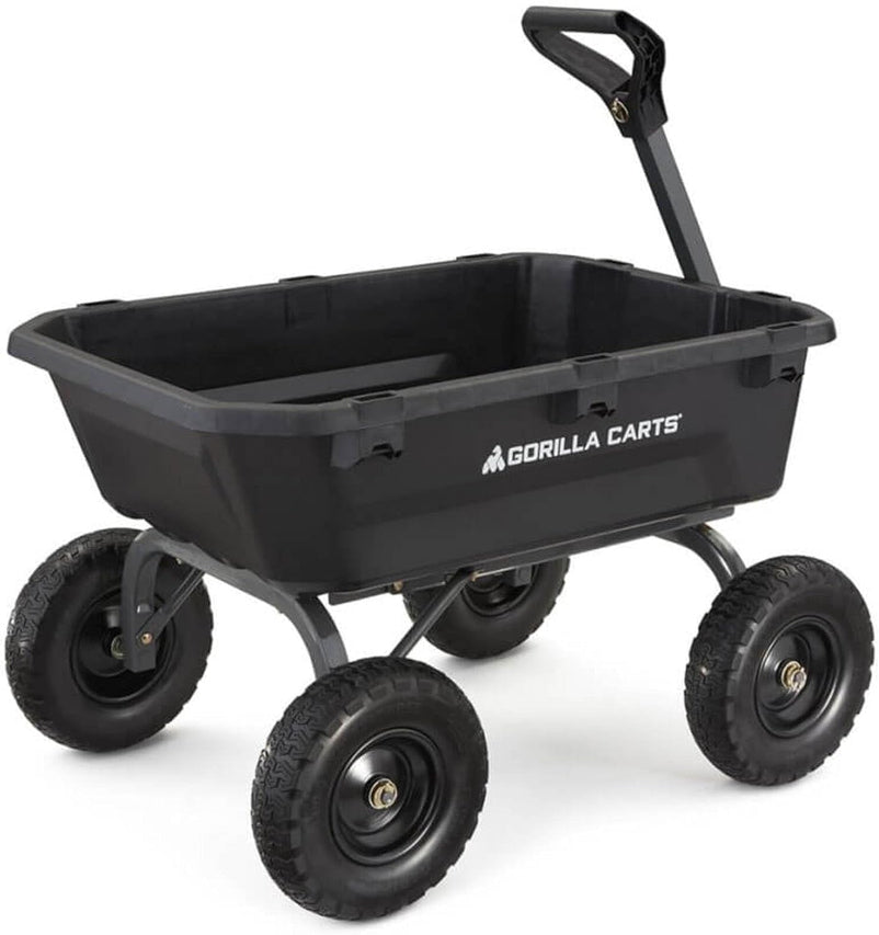 7GCG-NF Heavy-Duty Poly Dump Garden Cart with No-Flat Tires, 7 Cubic Feet, 1200-Pound Capacity, Black, Amazon Exclusive